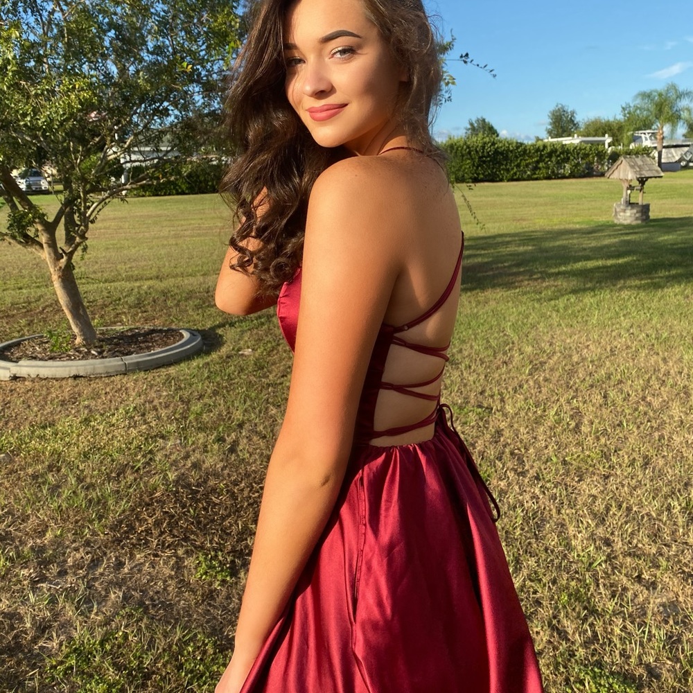Satin Tie Back Hoco Dress